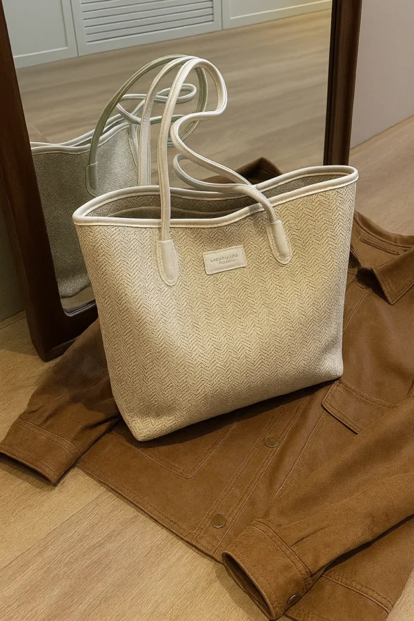 Elegant Beige Tote Bag - Image 2
